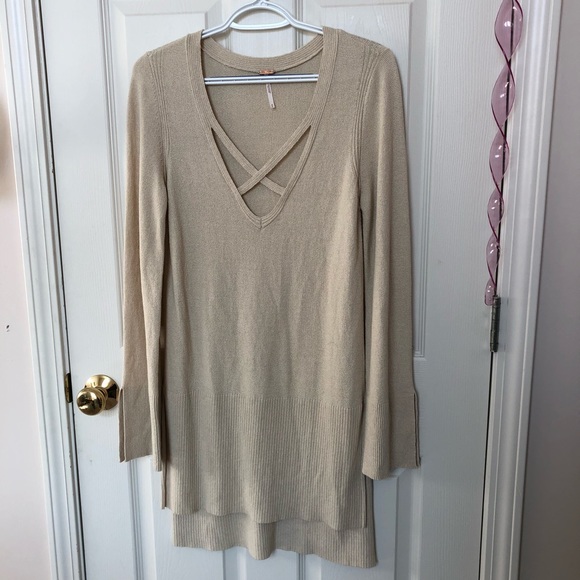 Free People Tops - Free People Criss Cross Tunic Sweater- Size M